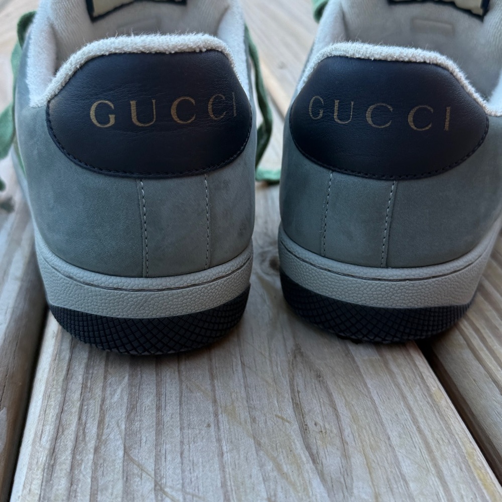 Gucci Green and Gray Screener Lace-Up Sneakers - Picture 3 of 6